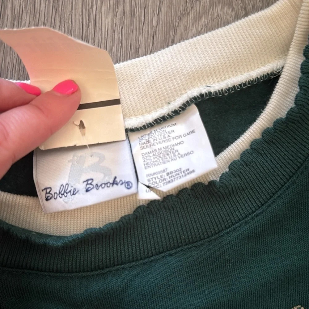 Vintage Bobbie Brooks fleece lined bird engraved sweatshirt NWT size medium - Picture 4 of 6